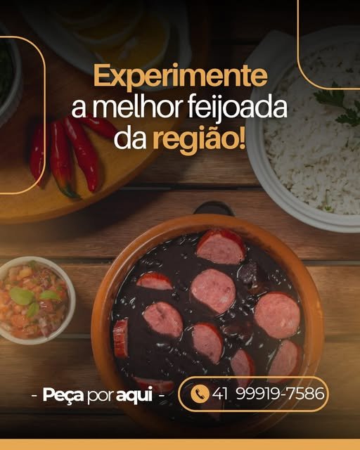Feijoada com linguiça, arroz e vinagrete — a melhor feijoada da região